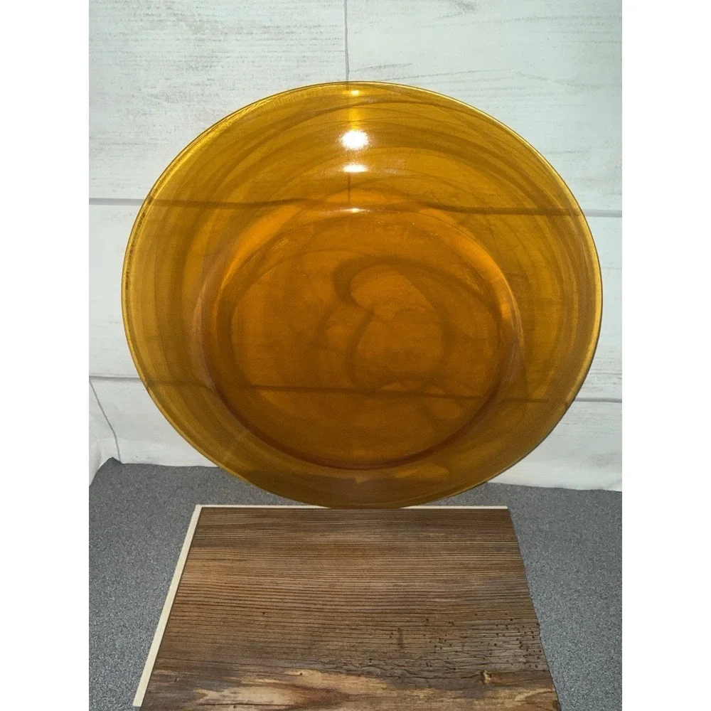 Mcm Sunflower Color Amber Swirl Art‎ Glass Charger Plate 12.50